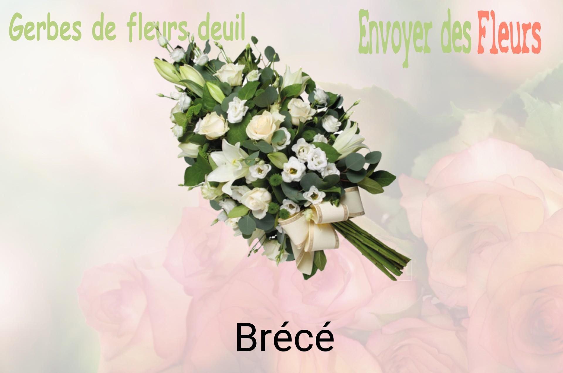Gerbe de fleurs de deuil livrée à Brécé